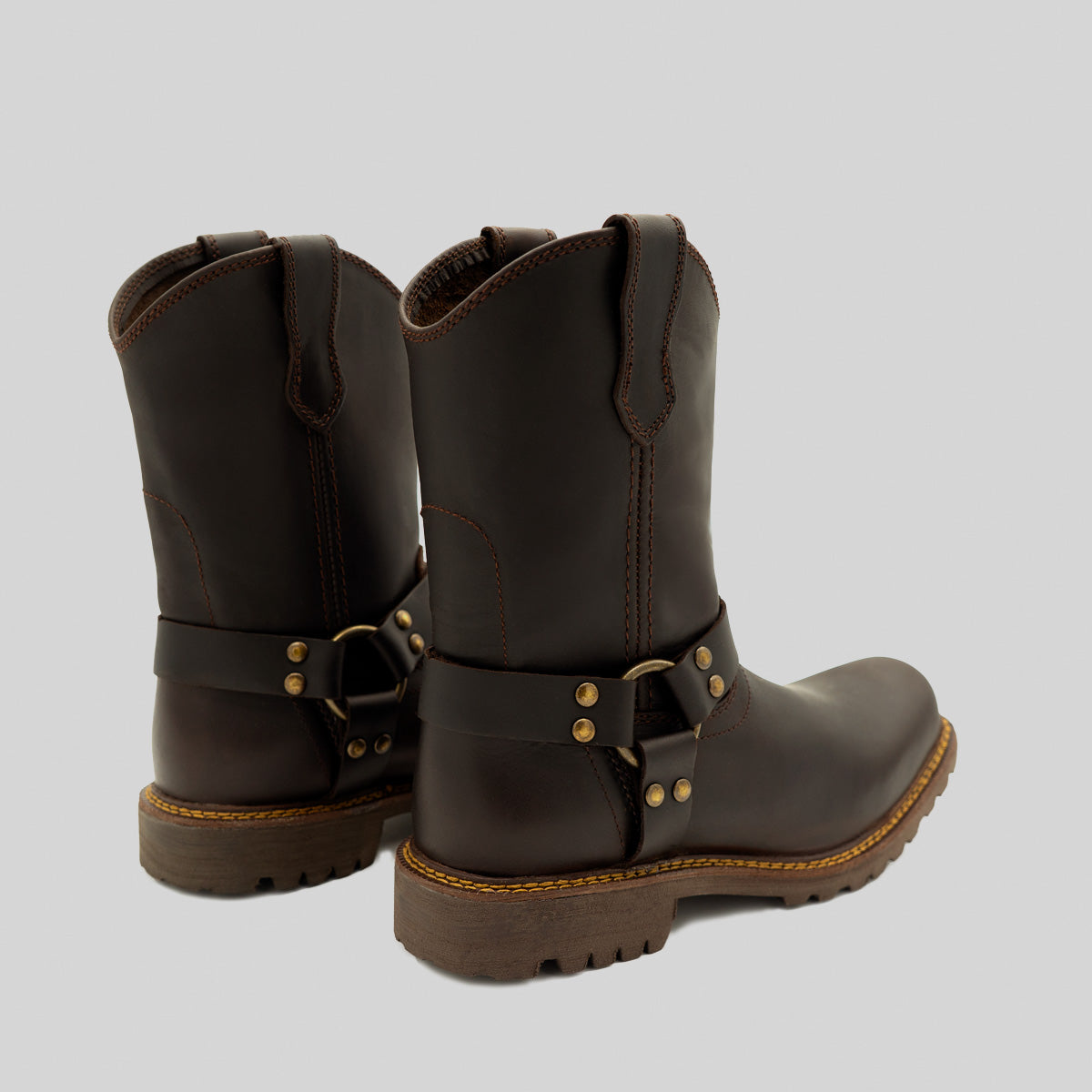 Botas de Cuero con Horma Biker para Motociclista Color Cafe WD-349 main image 1